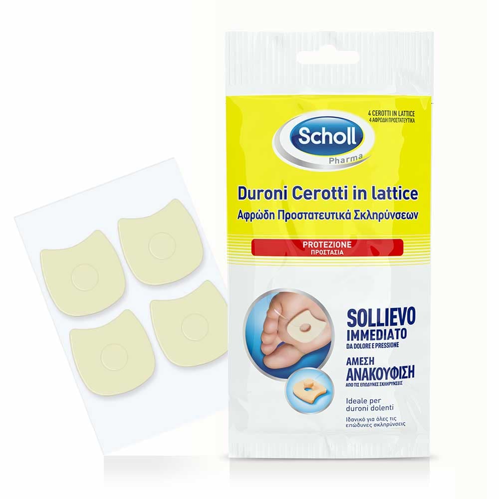 Scholl Cerotti Duroni in Lattice Protezione Sollievo Rapido, 4 pezzi