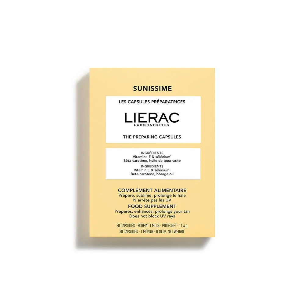 Lierac Sunissime - Capsule Preparatrici Integratore Prepara la Pelle al Sole Sublima e Prolunga l'Abbronzatura, 30 Capsule