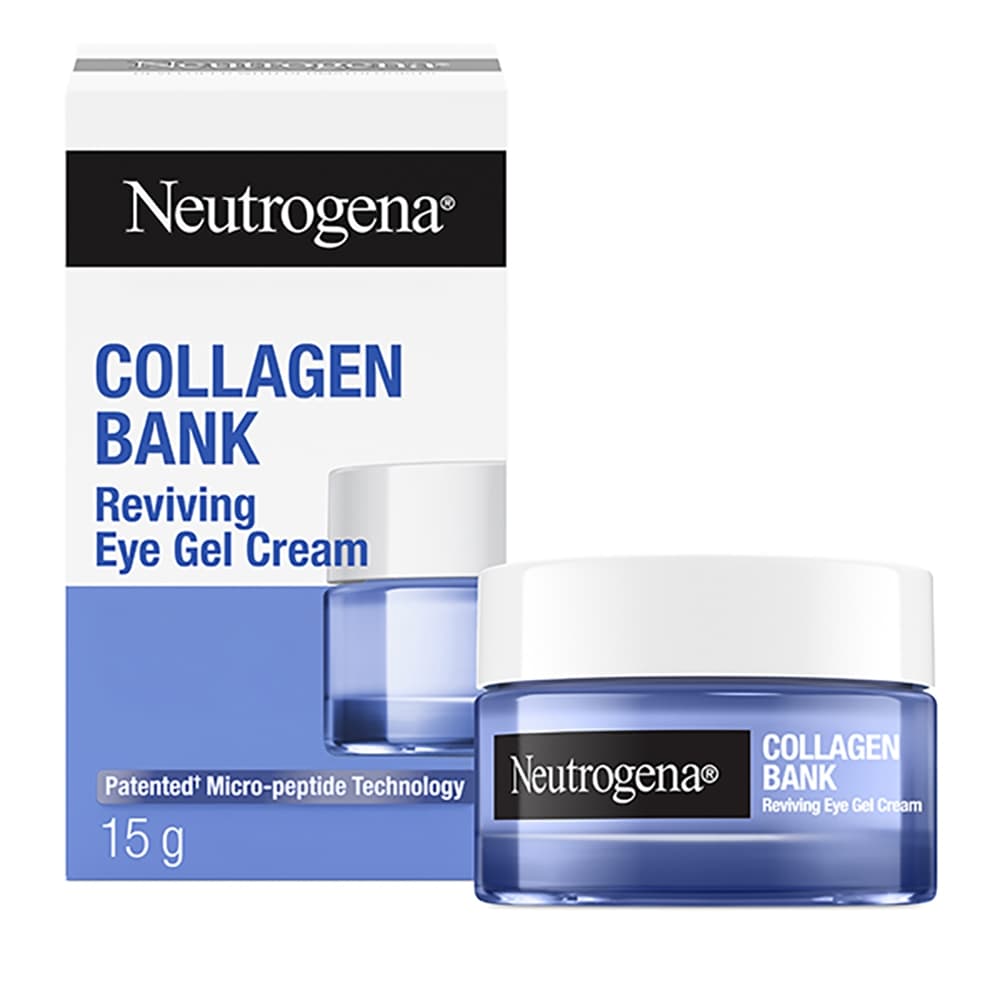 Neutrogena Collagen Bank Crema Gel Rivitalizzante Contorno Occhi Antiocchiaie con Tecnologia Micropeptidica e Niacinamide Anti-Età, 15ml