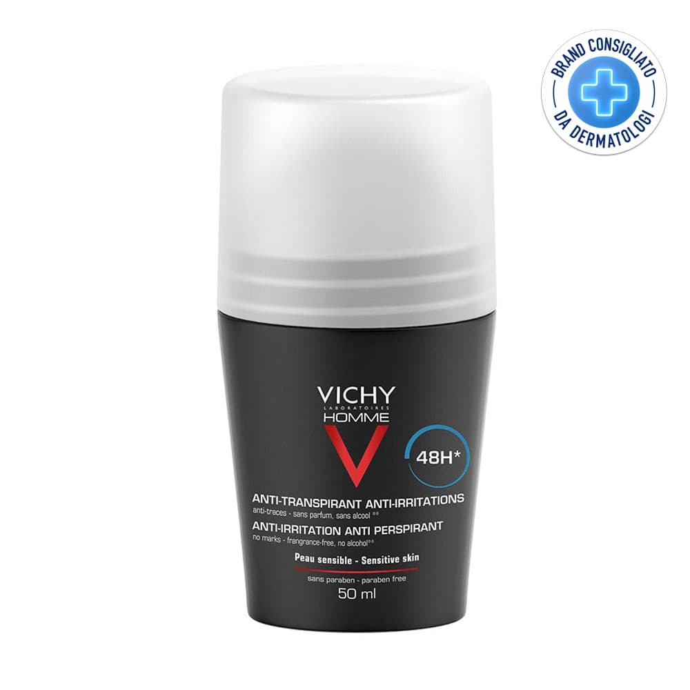 Vichy Homme - Deodorante Roll-On Antitraspirante Effetto Lenitivo 48H, 50ml