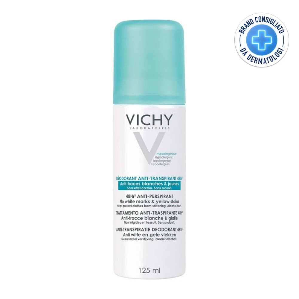 Vichy Deodorante Aerosol Antitraspirante 48H Anti Tracce Bianche e Gialle, 125ml