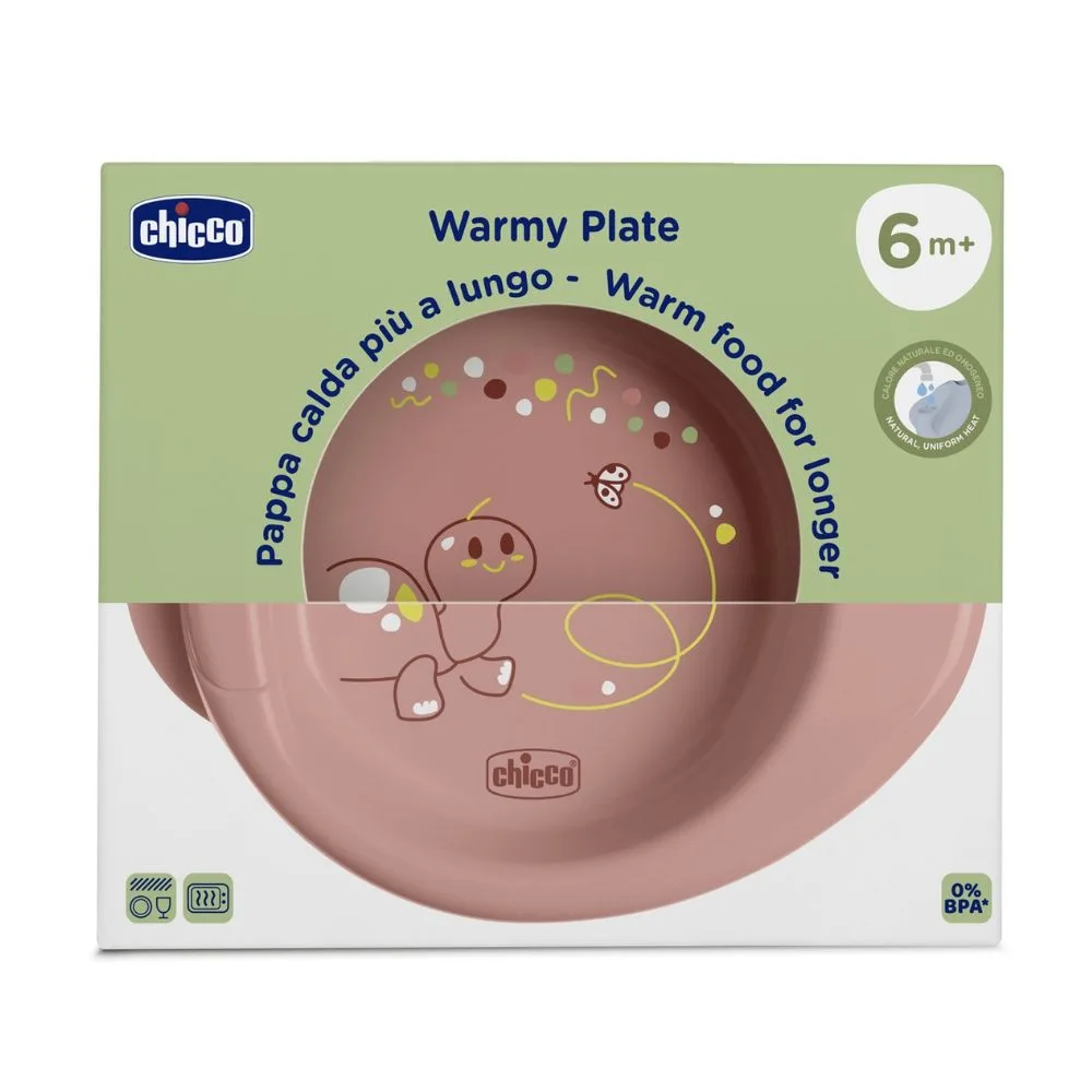 Chicco Warmy Plate Piatto per Pappa Calda 6m+ Rosa, 1 pezzo
