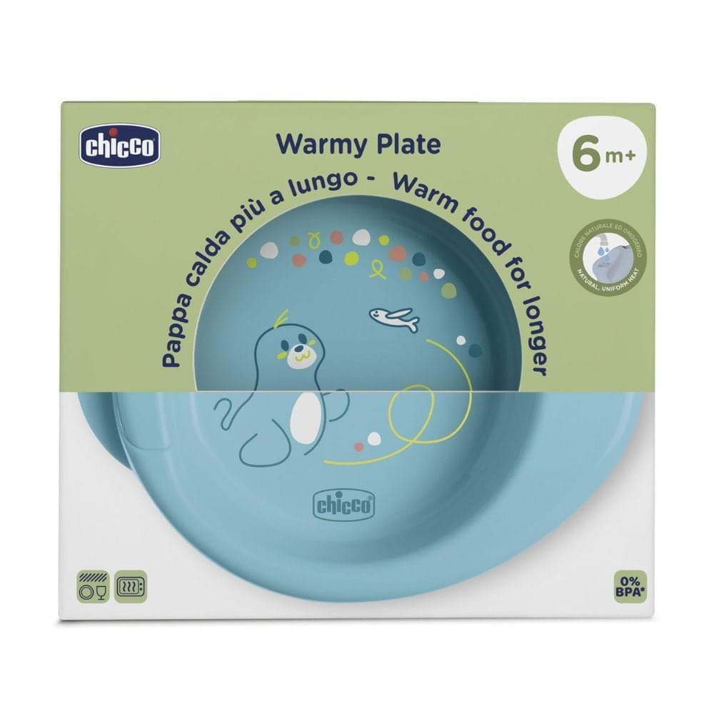 Chicco Warmy Plate Piatto per Pappa Calda 6m+ Azzurro, 1 pezzo