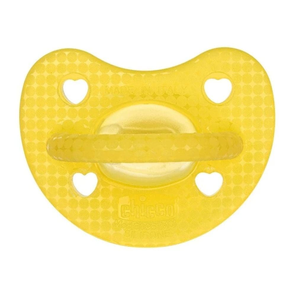 Chicco PhysioForma - Luxe Fluo Succhietto Gommotto 2-6M in Silicone Giallo, 1 succhietto
