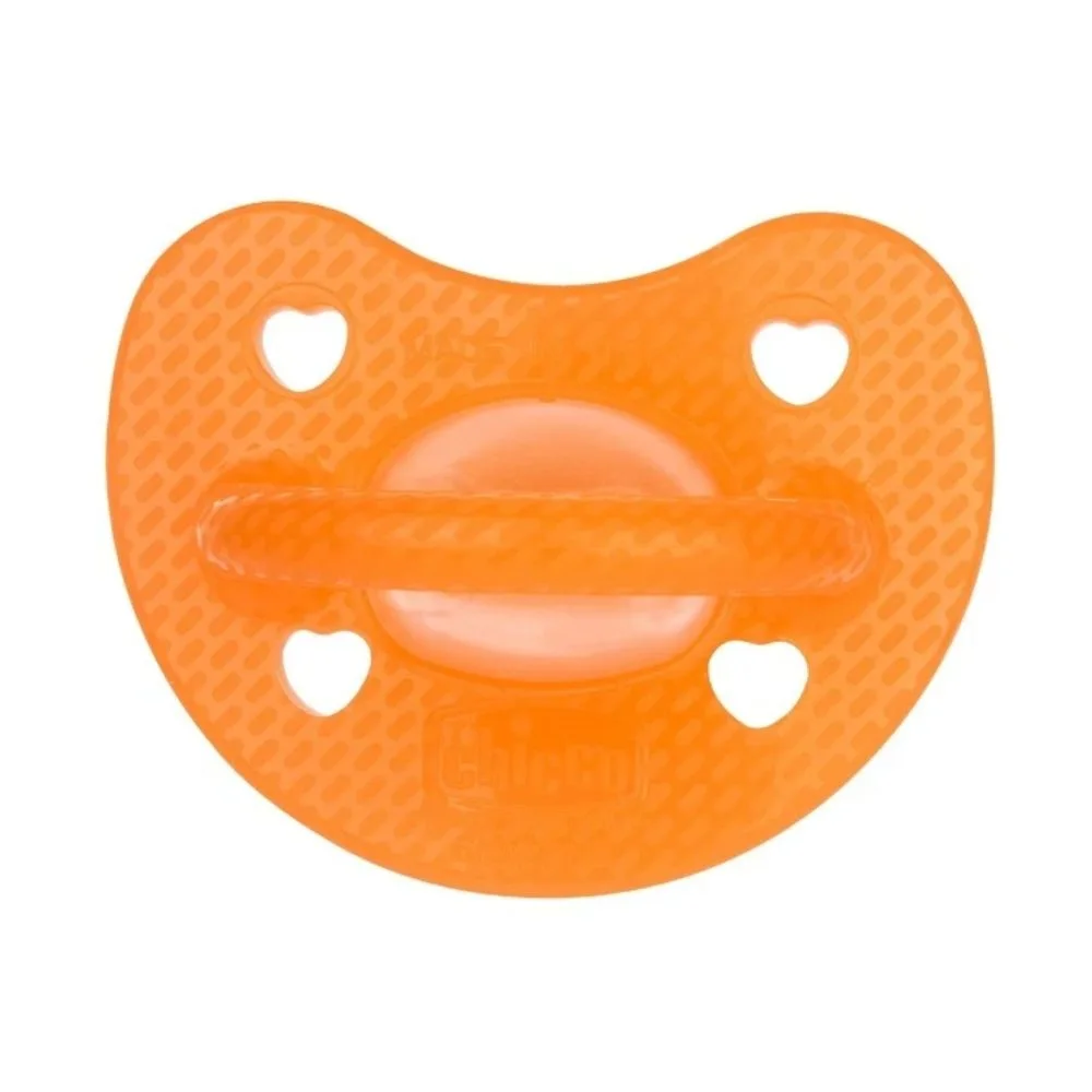 Chicco PhysioForma - Luxe Fluo Succhietto Gommotto 6-16M in Silicone Arancione, 1 succhietto