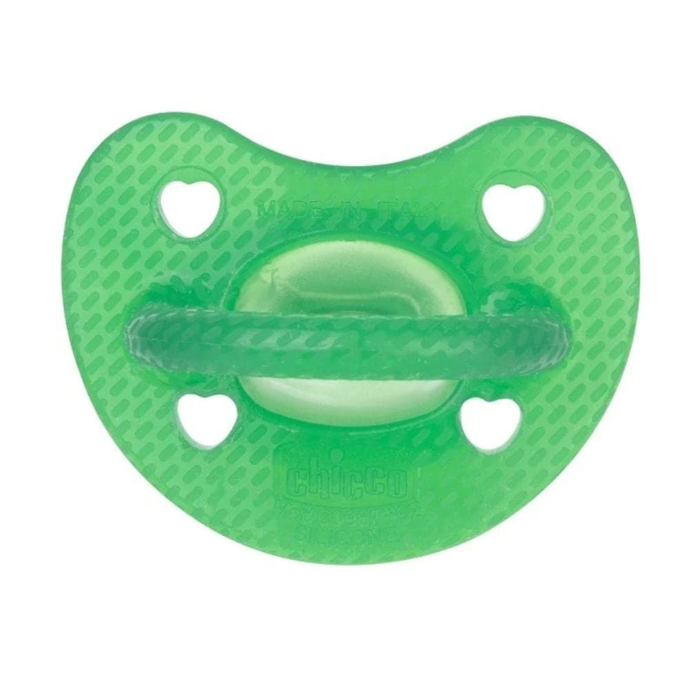 Chicco PhysioForma - Luxe Fluo Succhietto Gommotto 6-16M in Silicone Verde, 1 succhietto