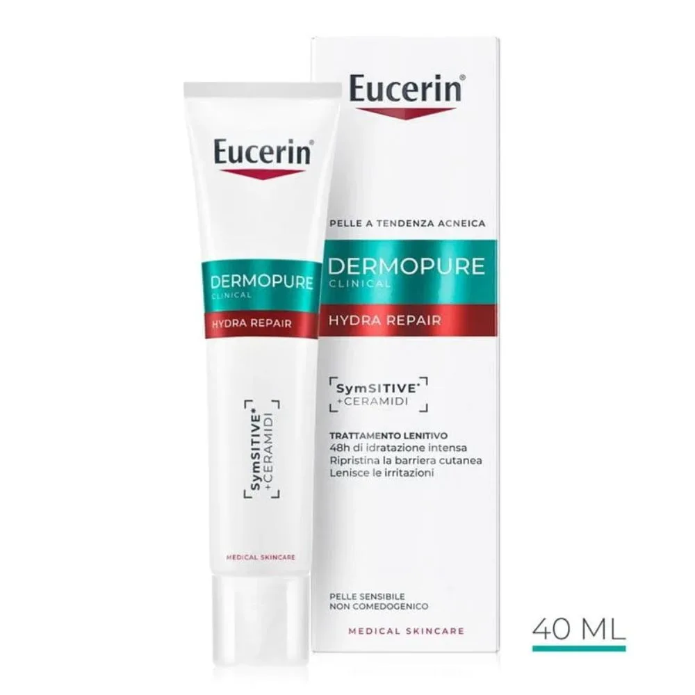 Eucerin Dermopure Clinical - Hydra Repair Trattamento Lenitivo per Pelle Grassa a Tendenza Acneica Sensibile, 40ml