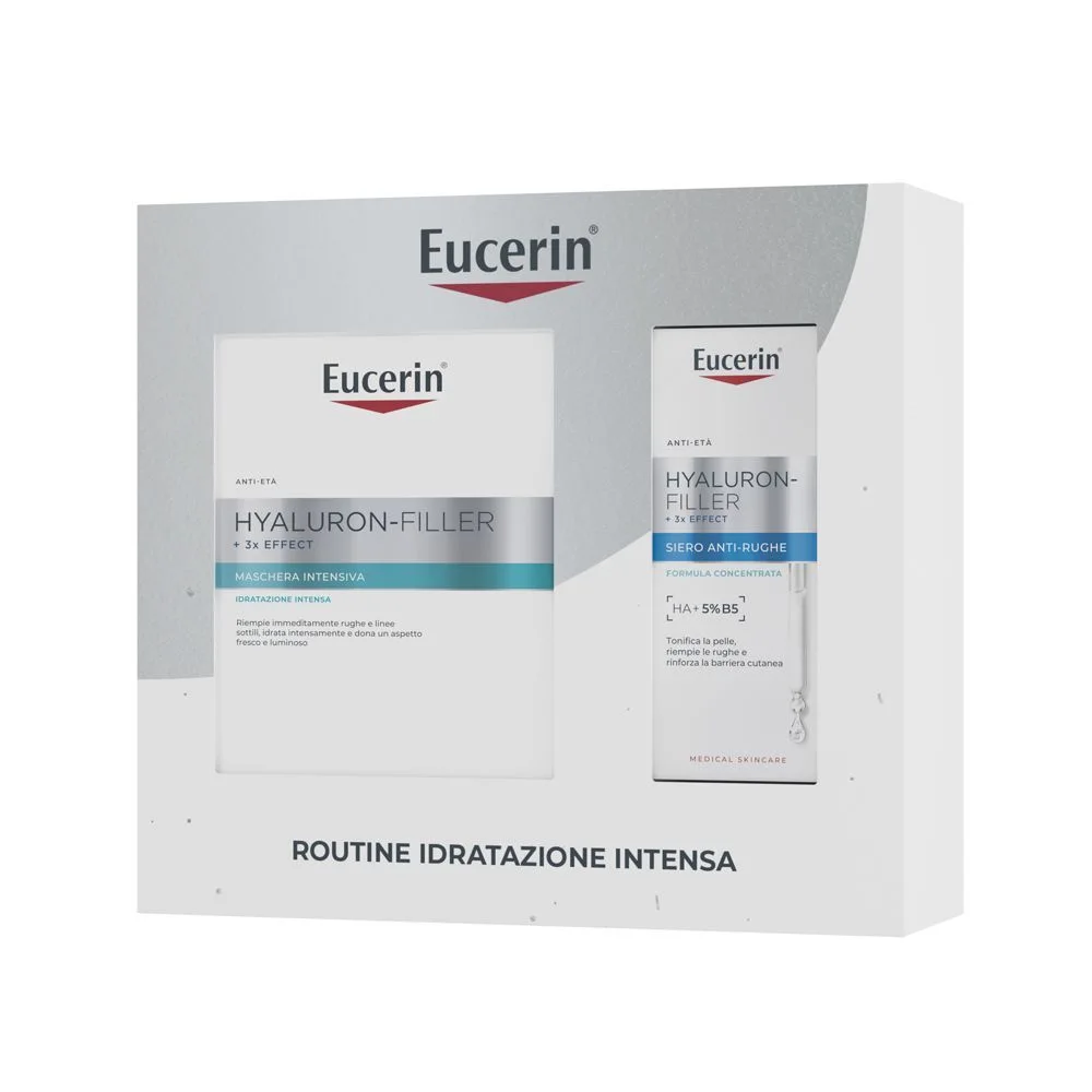 Eucerin Hyaluron Filler + 3x Effect Cofanetto Routine Idratazione Intensa Maschera Viso Intensiva + Siero Antirughe