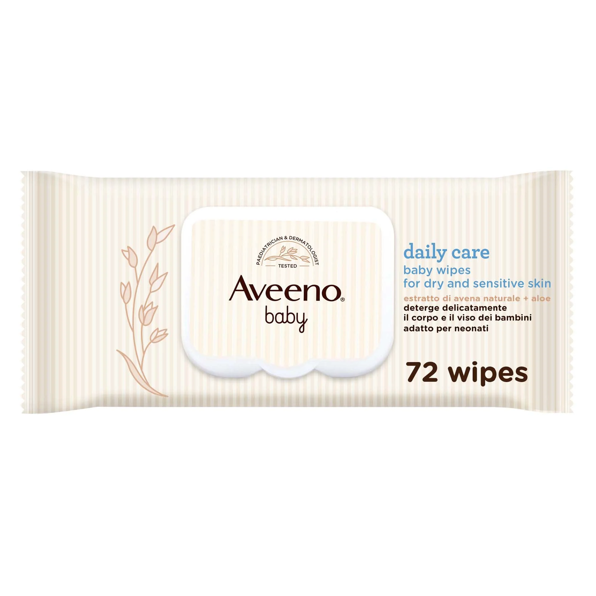 Aveeno Baby Daily Care Salviette Neonato e Bambino Umidificate e Delicate, 72 Salviettine