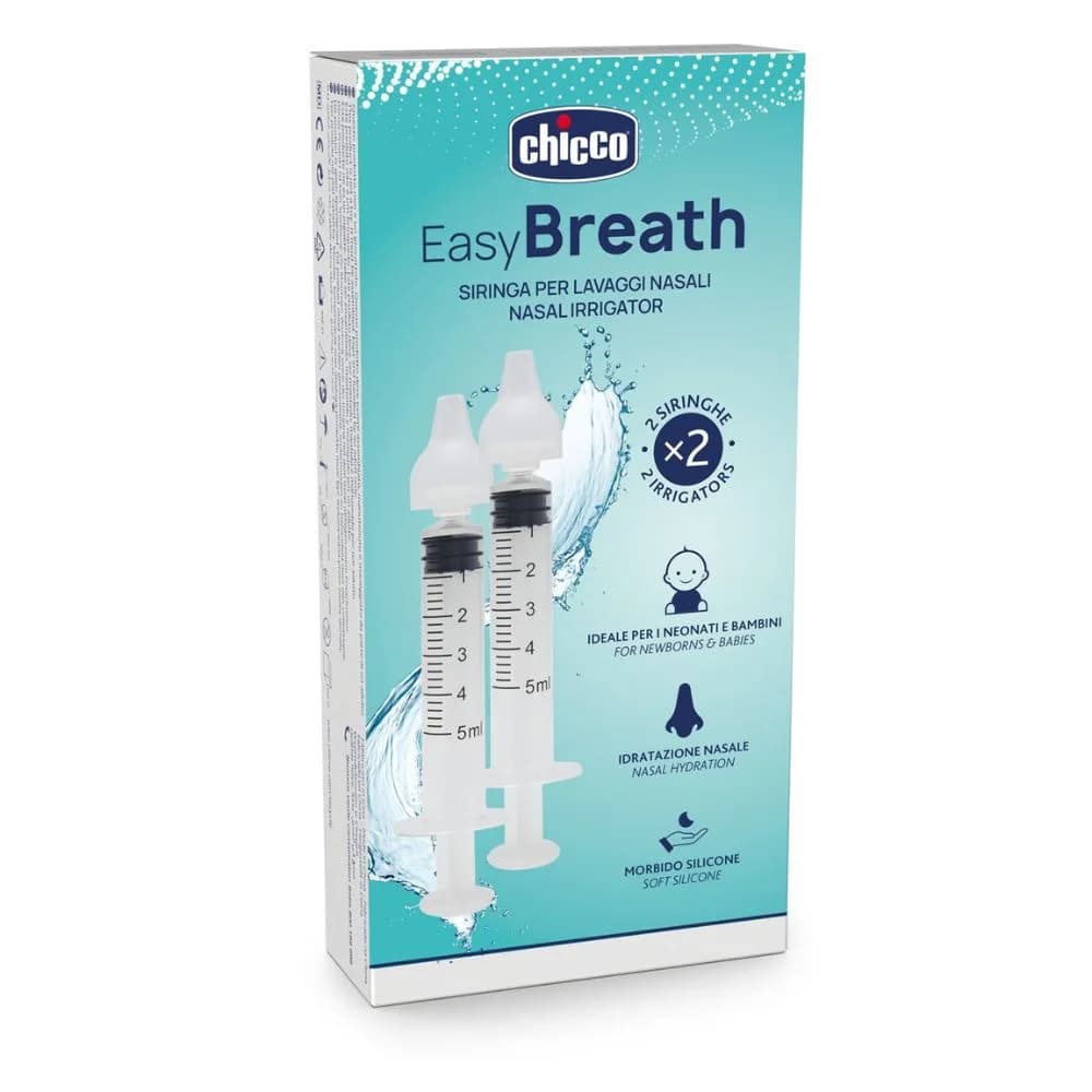 Chicco Easy Breath Siringa per Lavaggi Nasali, 2 siringhe