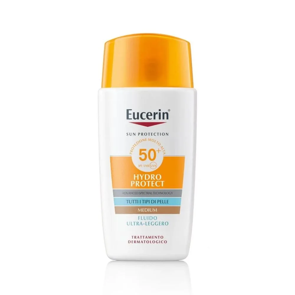 Eucerin Sun Protection - Hydro Protect Fluido Viso Ultra Leggero SPF50+ Colorato Medium, 50ml