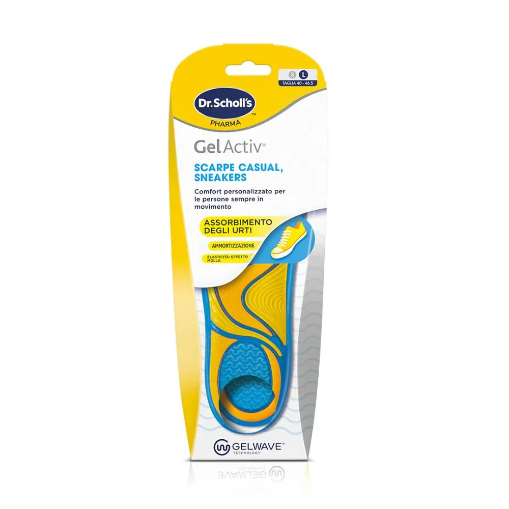 Scholl GelActiv - Solette gelactiv Scholl defaticanti per scarpe casual e sneakers, 1 paio taglia L