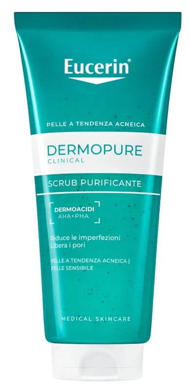 Eucerin DermoPure Scrub Detergente esfoliante viso per la pelle grassa e acneica, 100 ml