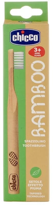 Chicco Spazzolino Bamboo 3 Anni+ con Setole Effetto Piuma, 1 Pezzo