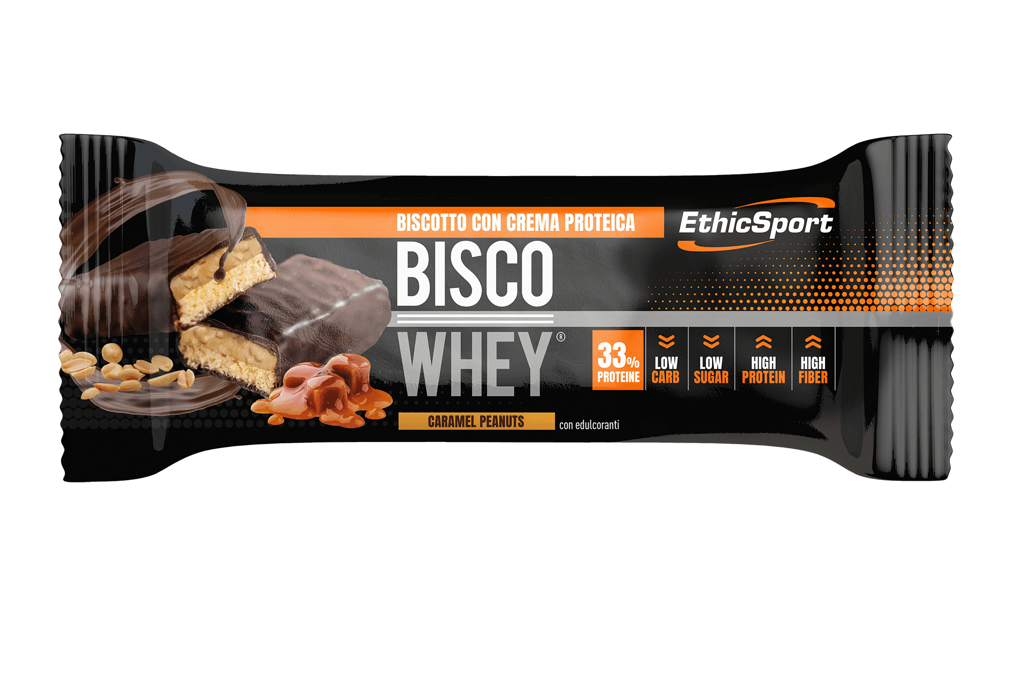 Bisco Whey - High Protein Bar - Caramel & Peanuts - Box Da 18 Pz