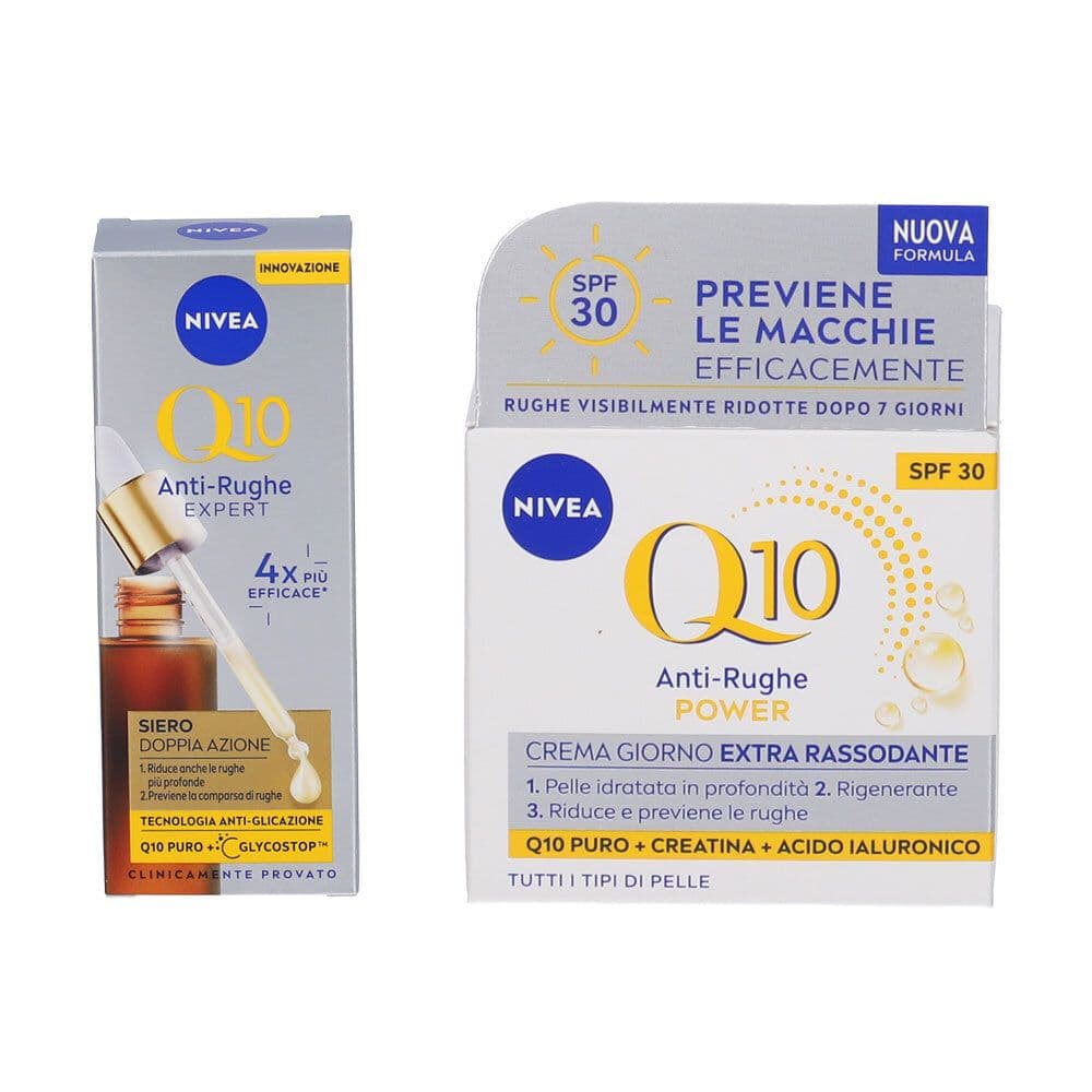 Nivea Q10 Anti-Rughe Power Crema Giorno Viso Antirughe + Siero Viso Antirughe con Q10 rimpolpante