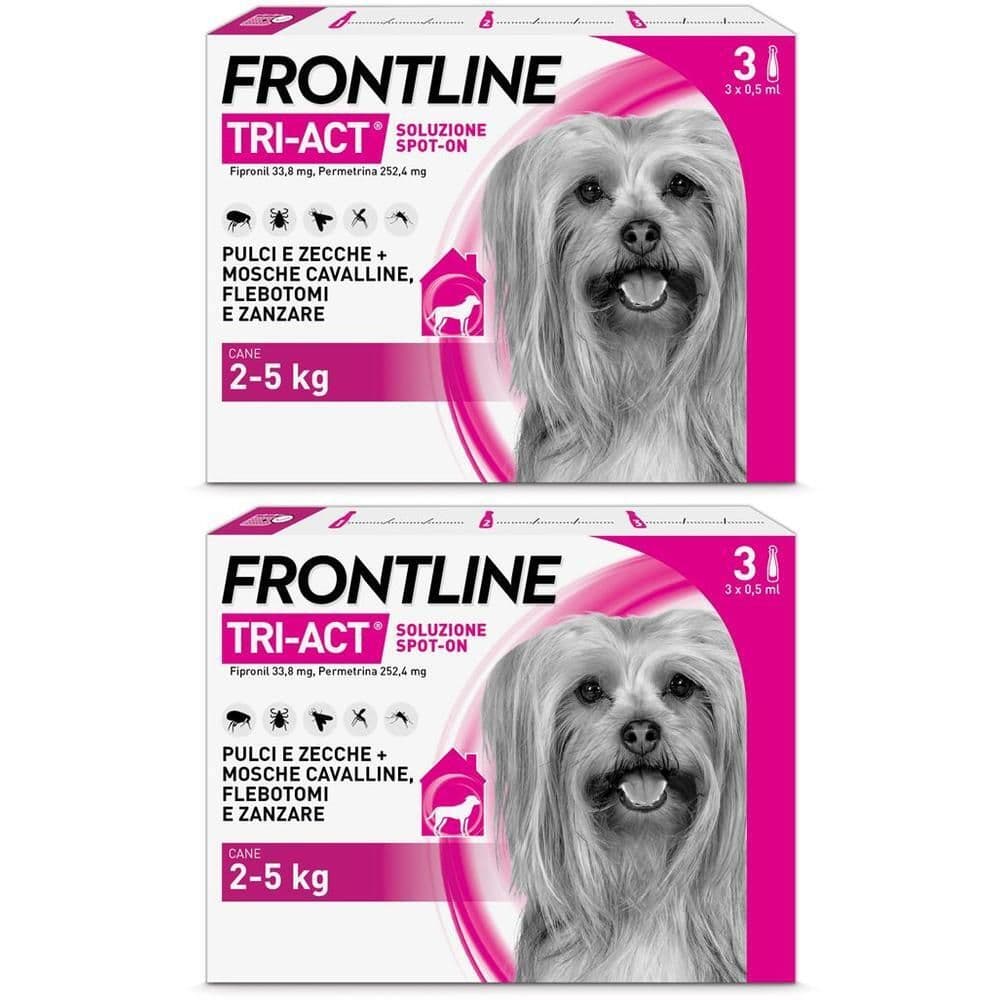 Frontline Tri-Act x3 Pipette, Antiparassitario Per Cani (2-5Kg) Contro Parassiti E Insetti Volanti