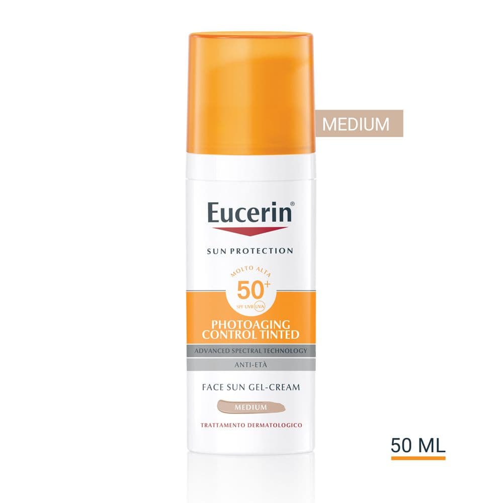 Eucerin Sun Photo Aging Control Tinted Anti-età Gel Crema SPF50+ crema sun Colore Medium 50 ml - risparmia il 20% con il codice: beiesdorf0826