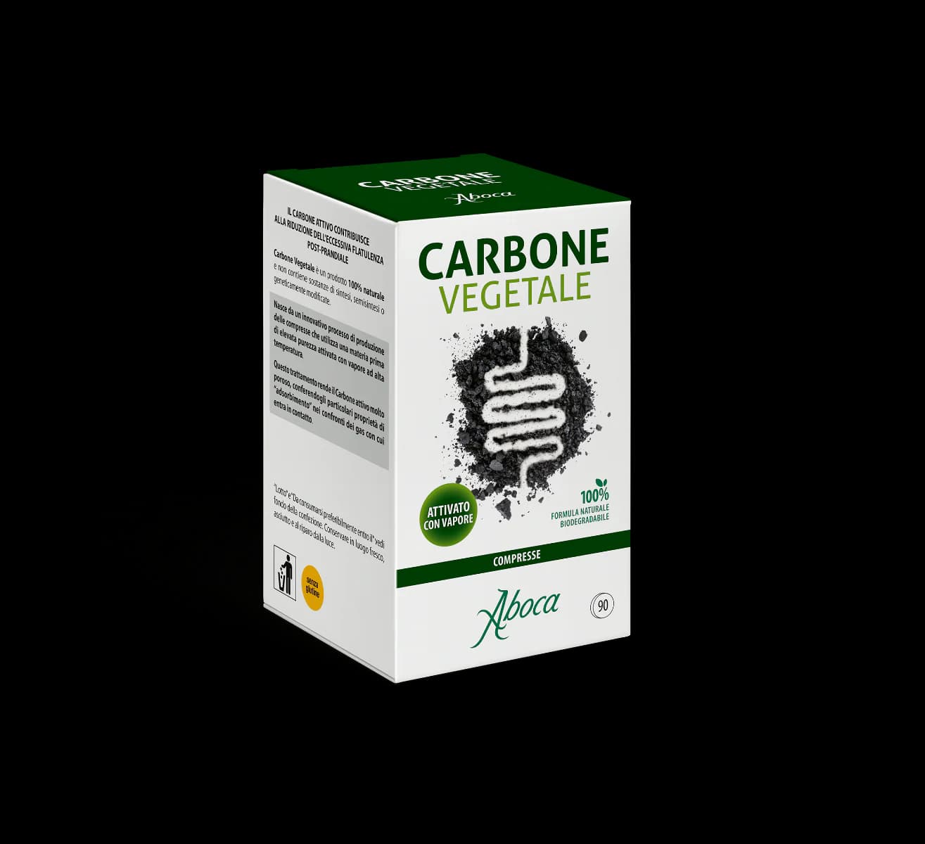 Carbone Vegetale Integratore per Flatulenza Post-Prandiale 90 Compresse - Aboca