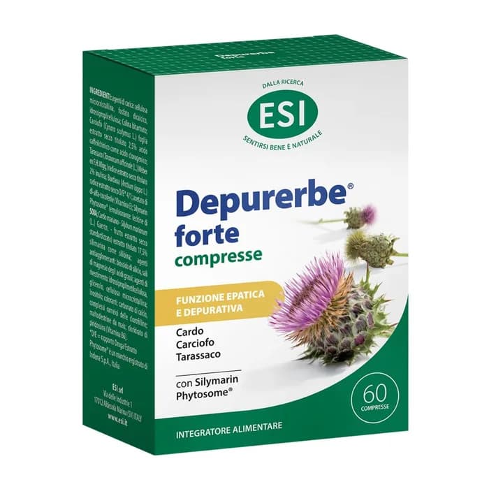 Depurerbe Forte Integratore Alimentare Depurativo con Silymarin Phytosome 60 Compresse - ESI