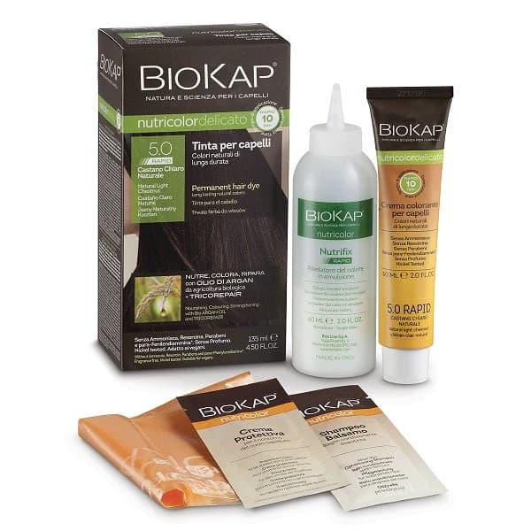 Biokap Nutricolor Delicato Rapid Tinta 5.0 Castano Chiaro Naturale 135 ml - Bios Line