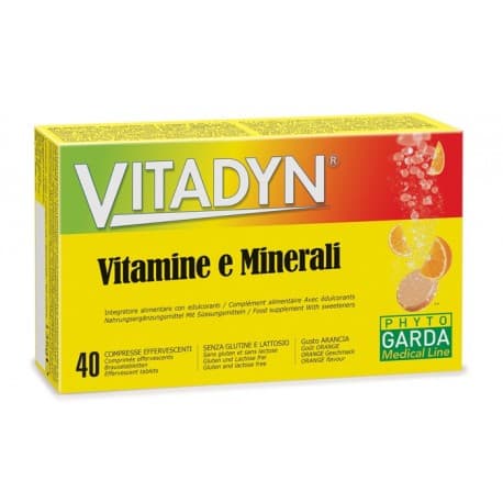 Vitadyn Vitamine e Minerali Integratore con 11 Vitamine e 7 Minerali 40 Compresse Effervescenti - Phyto Garda