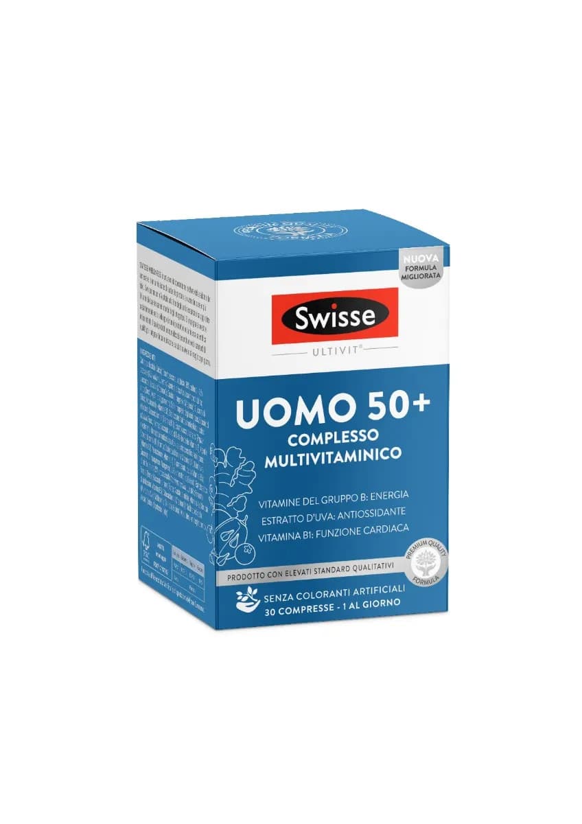 Swisse Multivitaminico Uomo 50+ Integratore con Vitamine, Minerali ed Estratti Erbali - 30 Compresse - Swisse