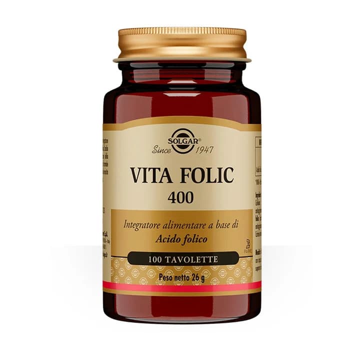 Vita Folic 400 Integratore Alimentare Acido Folico 100 Tavolette - Solgar
