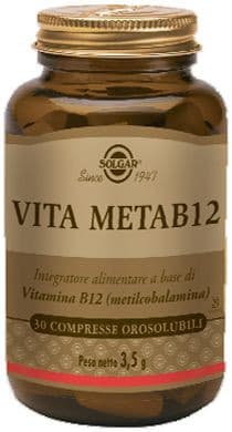 Vita MetaB12 Integratore Vitaminico Compresse Orosolubili 30 Compresse - Solgar