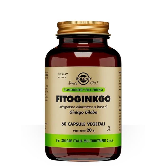 Fitoginkgo Integratore per Circolazione e Memoria 60 Capsule Vegetali - Solgar