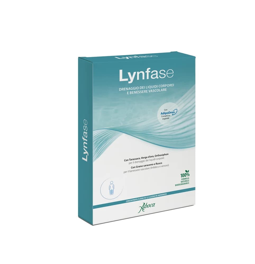 Lynfase Concentrato Fluido Integratore Drenaggio Liquidi Corporei 12 Flaconcini - Aboca