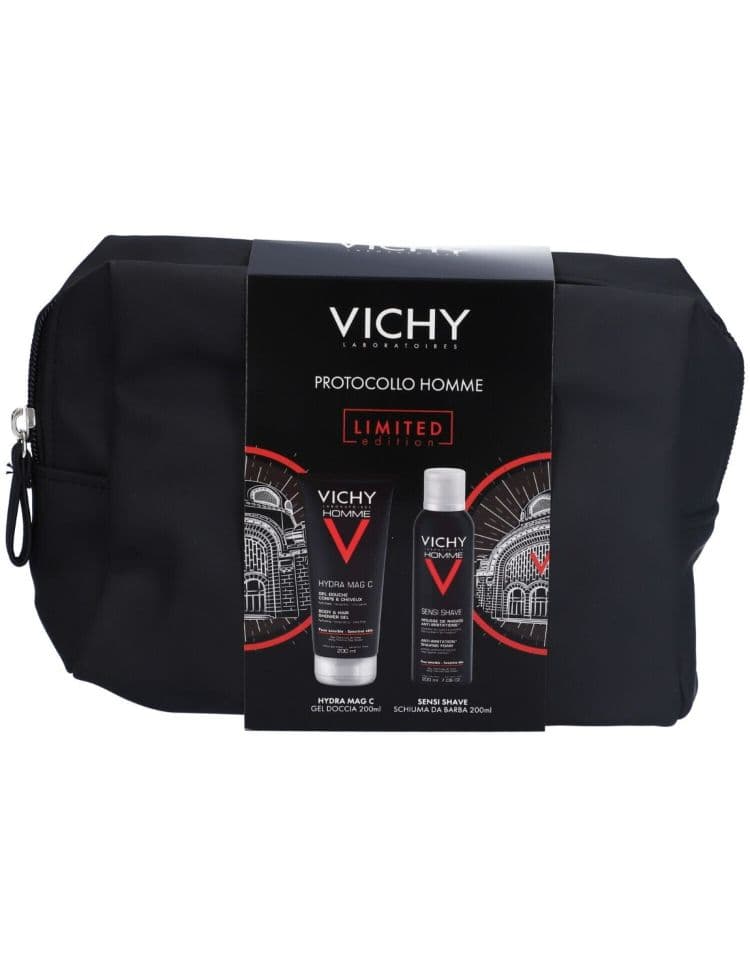Vichy Cofanetto di Natale 2025 Homme - Gel doccia 200 ml + Schiuma da barba 200 ml + Pochette