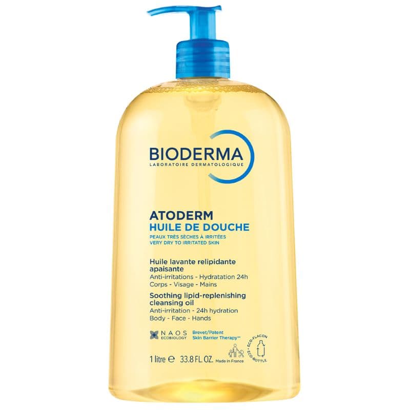 Bioderma Atoderm Huile de Douche - Detergente quotidiano per pelle secca, sensibile e a tendenza atopica - 1 litro