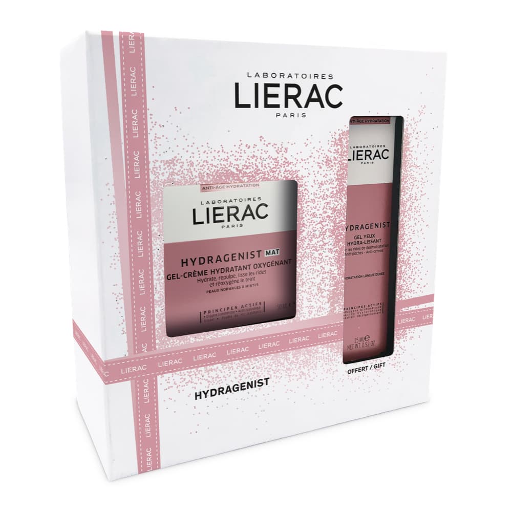 Lierac Cofanetto Hydragenist Mat - Gel crema idratante ossigenante 50 ml + Gel occhi anti borse 15 ml