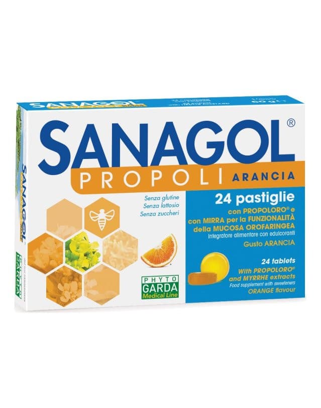 Named Sanagol Propoli Arancia, Pastiglie per Gola, 24 Unità