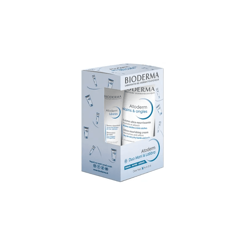Bioderma Atoderm Set Mani & Labbra Crema Mani 50 ml + Balsamo Labbra 15 ml