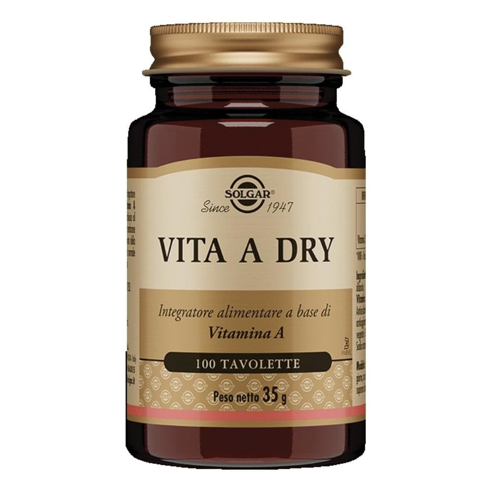 Solgar - Vita A Dry 100 Tavolette: Integratore di Vitamina A per la Salute Oculare e Immunitaria