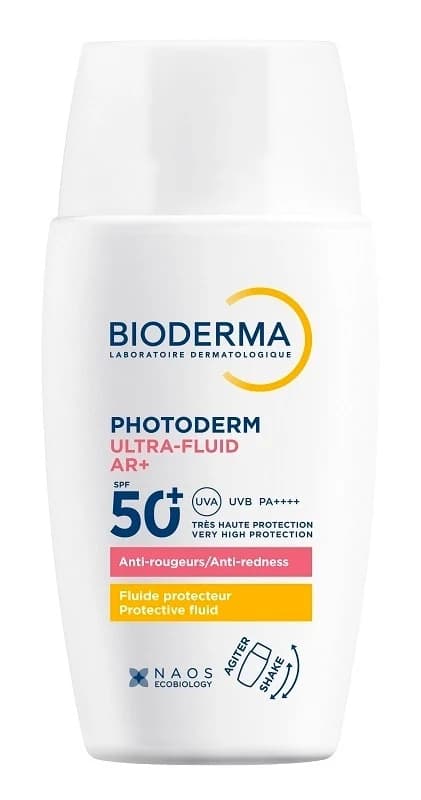 Bioderma Photoderm - Ultra-Fluid AR+ SPF50+ Fluido solare antirossore per pelle reattiva, 40 ml