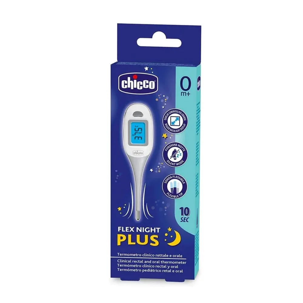 Chicco Flex Night Plus - Termometro clinico digitale rettale e orale per bambini, 1 termometro